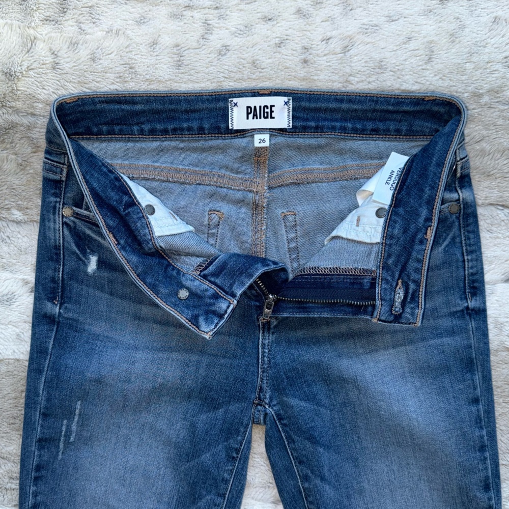 NWT PAIGE Verdugo Distressed Ankle Skinny Jeans in Flo Destructed Size 26 - Picture 11 of 15